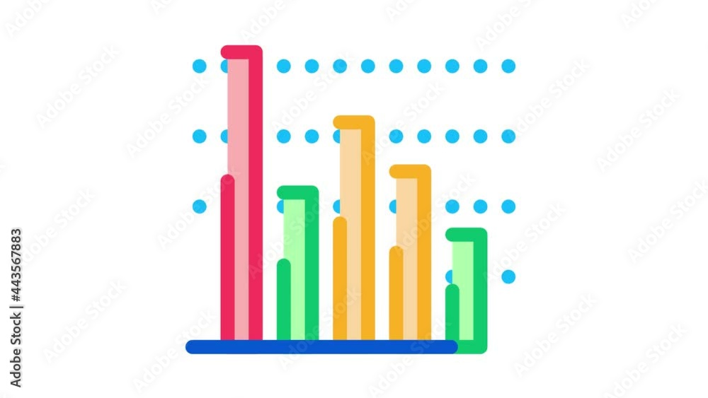 Sticker Statistician Infographic Icon Animation. color Statistician Analytic Info Graphic, Statistic Diagram And Stats animated icon on white background