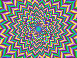 Pulsing colorful flower. Optical illusion of movement.