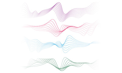 Vector abstract light lines wavy flowing dynamic white background for concept of AI technology or music