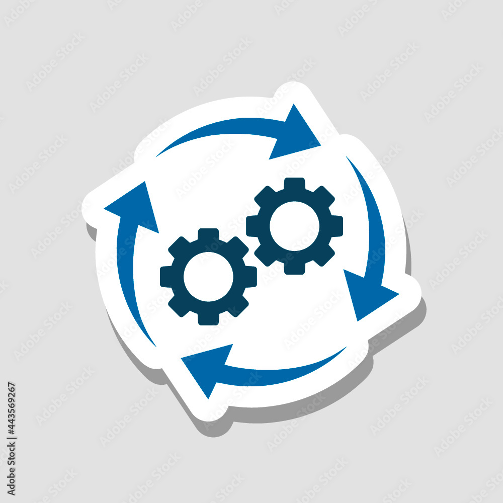 Poster process icon in flat style isolated on gray background