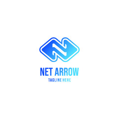 letter n net arrow logo design template vector