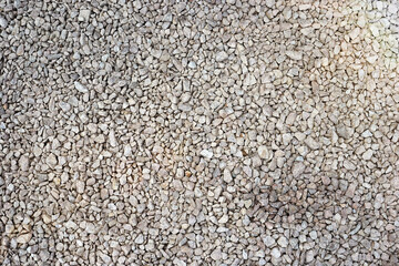 Crushed stone is a gray stone for construction, used for roads and concrete. Photo taken from a height