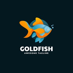 Vector Logo Illustration Goldfish Gradient Colorful Style.