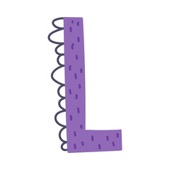 Dino Alphabet Capital Ornamental Letter L Vector Illustration