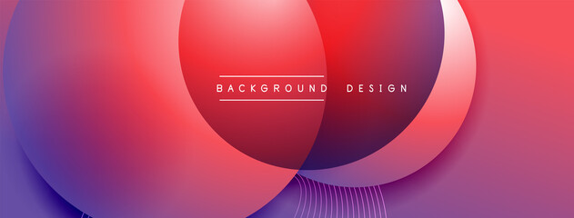 Gradient circles with shadows. Vector techno abstract background. Modern overlapping forms wallpaper background, design template