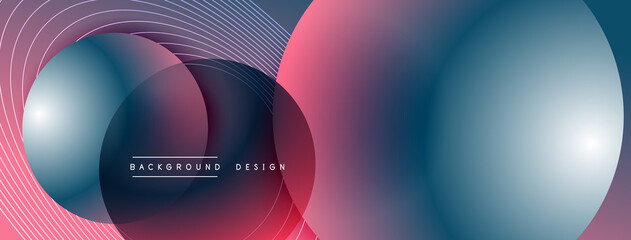 Gradient circles with shadows. Vector techno abstract background. Modern overlapping forms wallpaper background, design template