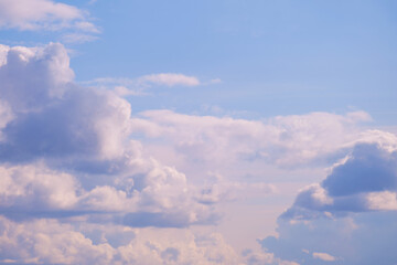 Fototapeta na wymiar Background of blue cloudy sky in summer evening
