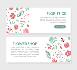 Floral Web Page for Flower Shop Design Vector Template