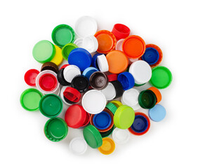 Plastic bottle caps isolated