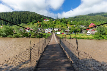 Flood on the mountain river Tisza in the Ukrainian Carpathians. The Tisza, Tysa or Tisa, is one of the main rivers of Central and Eastern Europe.
