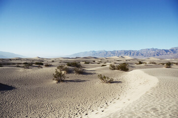 USA, DEATH VALLEY: Scenic landscape view of the desert with mountains