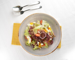 fresh chef Caesar salad with bread and ham salad dressing western appetiser halal menu