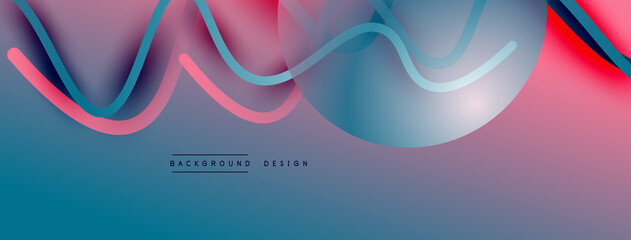 Abstract gradient background with wave line with shadow effect. Geometric composition. 3D shadow effects and fluid gradients