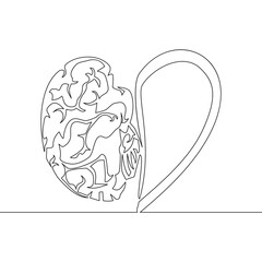 Continuous line half brain and love icon concept