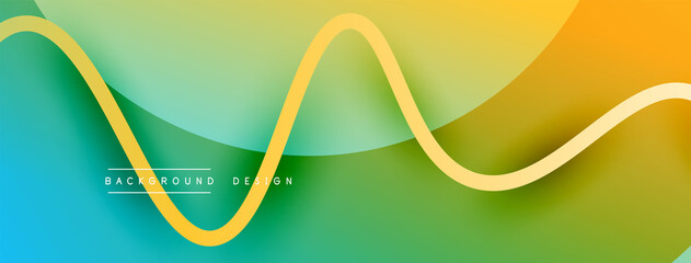 Abstract gradient background with wave line with shadow effect. Geometric composition. 3D shadow effects and fluid gradients