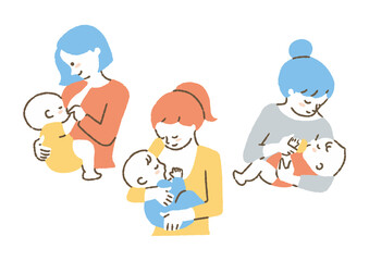 授乳しているお母さん_セット_色