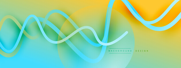 Abstract gradient background with wave line with shadow effect. Geometric composition. 3D shadow effects and fluid gradients