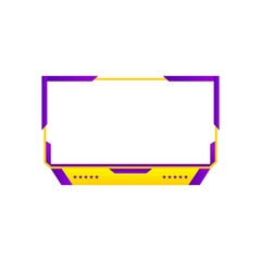Cyan and black-colored gaming frame overlay for live gaming streamers. Live Streamer overlay vector illustration with purple and black color. Stylish Gaming overlay.