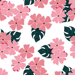 pink  floral and leaf pattern design