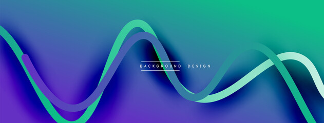 Abstract gradient background with wave line with shadow effect. Geometric composition. 3D shadow effects and fluid gradients