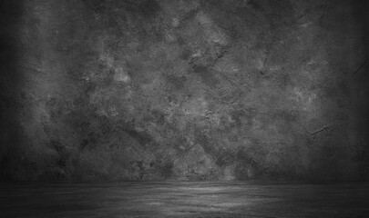 Concrete Wall Background Scene Dark Empty Room with Cement Floor