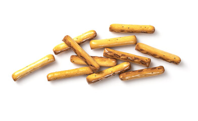 Bread sticks isolated on a light background. Homemade food. Healthy diet.