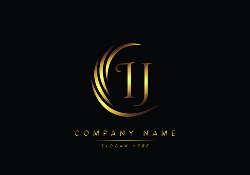 alphabet letters IJ monogram logo, gold color elegant classical