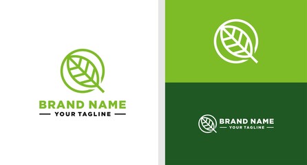 LETTER Q AND LEAF LOGO LINE SIMPLE EDITABLE