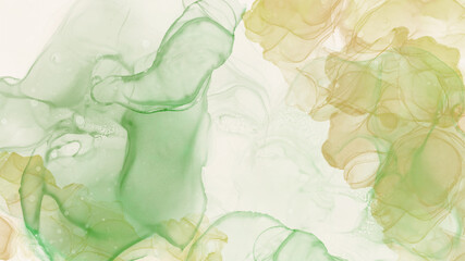 水彩アルコールインクの背景素材　新緑　緑ベージュ黄色