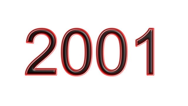red 2001 number 3d effect white background