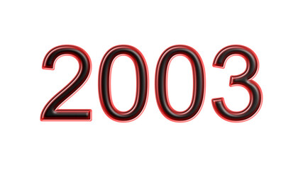 red 2003 number 3d effect white background