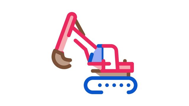 Excavator Machine Icon Animation. color Excavator Machine animated icon on white background