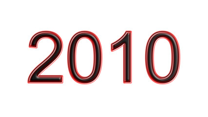 red 2010 number 3d effect white background