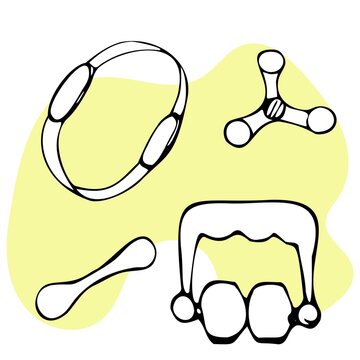white fitness equipment on yellow background clip art preview