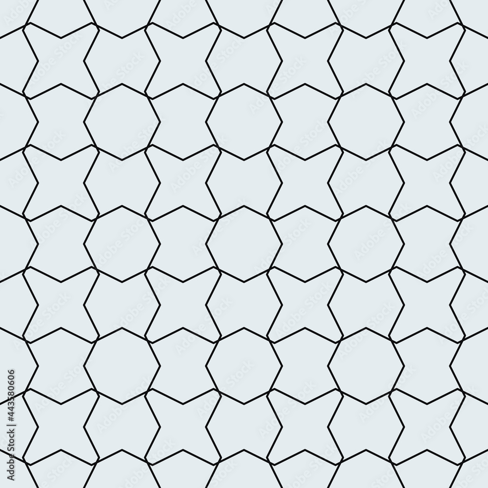 Poster octagons and four rays shapes. vector seamless connected decor elements.