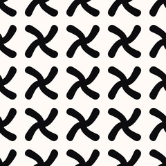 Twisted crosses pattern. Seamless black crosses wallpaper and white background.