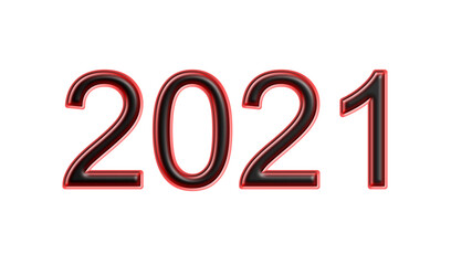 red 2021 number 3d effect white background