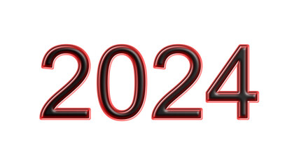 red 2024 number 3d effect white background