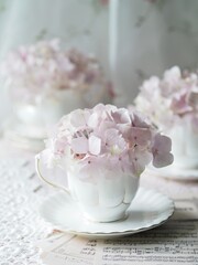 hydrangea in the tea cups