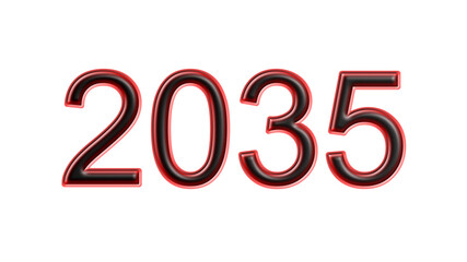 red 2035 number 3d effect white background