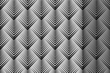 Gray geometric arrow triangle with black background, geometric pattern for three-dimensional work and background image ,black and white geometric vector, geometric arrow triangle seamless
