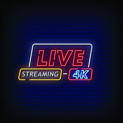 Live Streaming 4k Neon Signs Style Text Vector