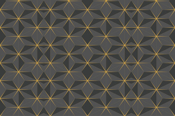 Gray geometric triangle with yellow background, geometric pattern for three-dimensional work and background image ,black and yellow geometric vector