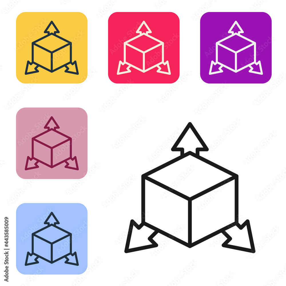 Poster black line isometric cube icon isolated on white background. geometric cubes solid icon. 3d square s