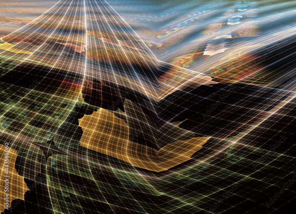 Poster technological textured background. fractal graphics. science and technology concept.