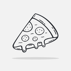 Hand drawn pizza icon Design Template. vector sketch doodle illustration. Outline style, Perfect for food concepts, diet infographics, icons or web design, street restaurants menu