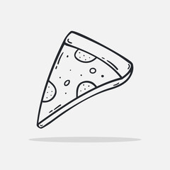 Hand drawn pizza icon Design Template. vector sketch doodle illustration. Outline style, Perfect for food concepts, diet infographics, icons or web design, street restaurants menu
