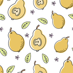 Vector seamless fruit pattern in flat style