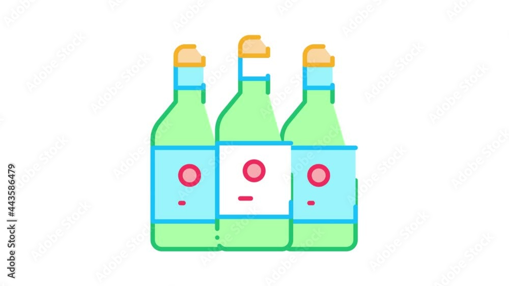 Sticker Drink Bottles Icon Animation. color Drink Bottles animated icon on white background