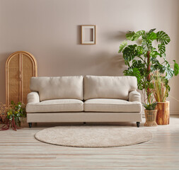 Wooden furniture, sofa and cabinet style, lamp decoration and carpet style.